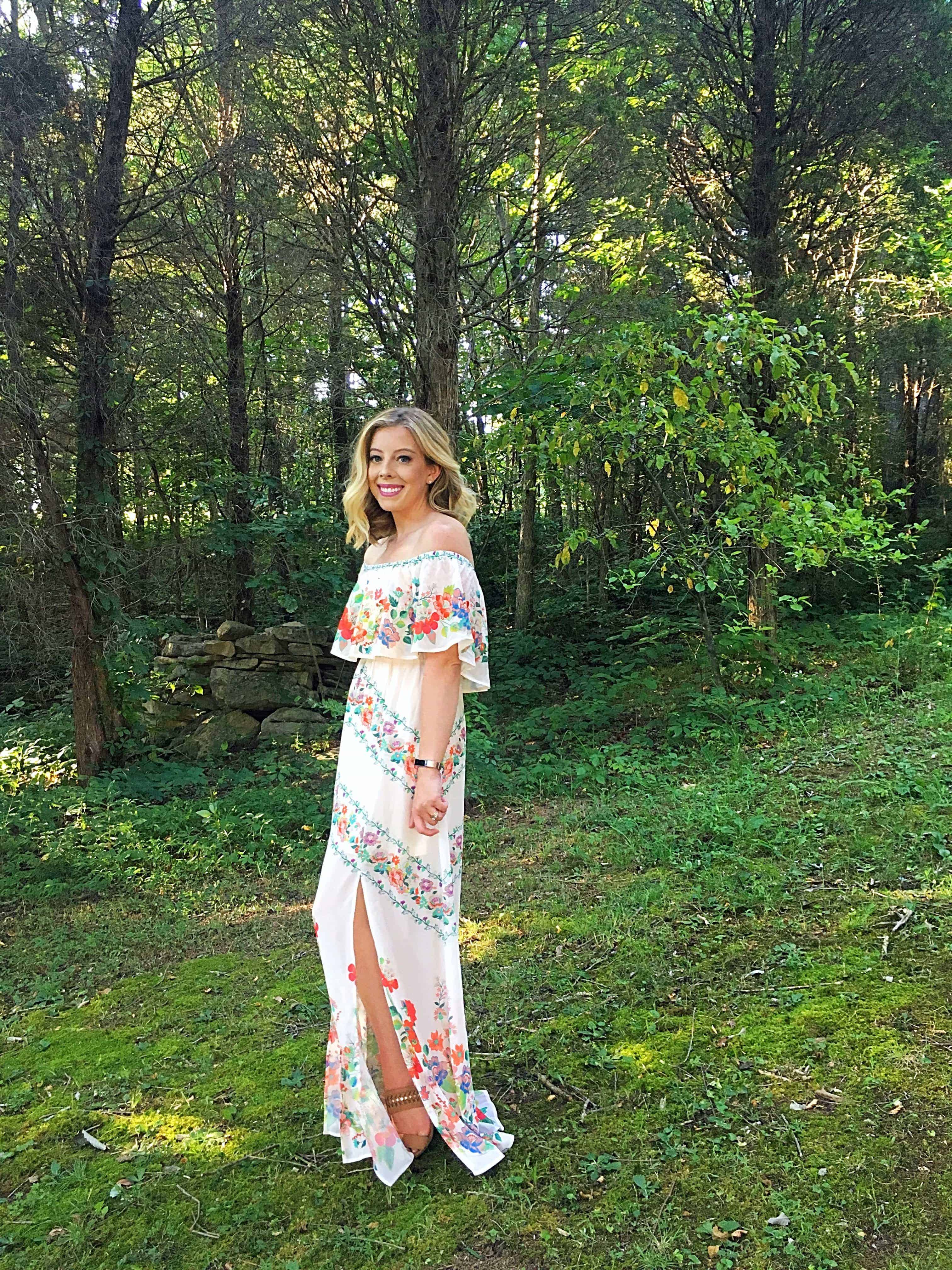 In Blooms Off Shoulder Maxi Dress Off White main image 1