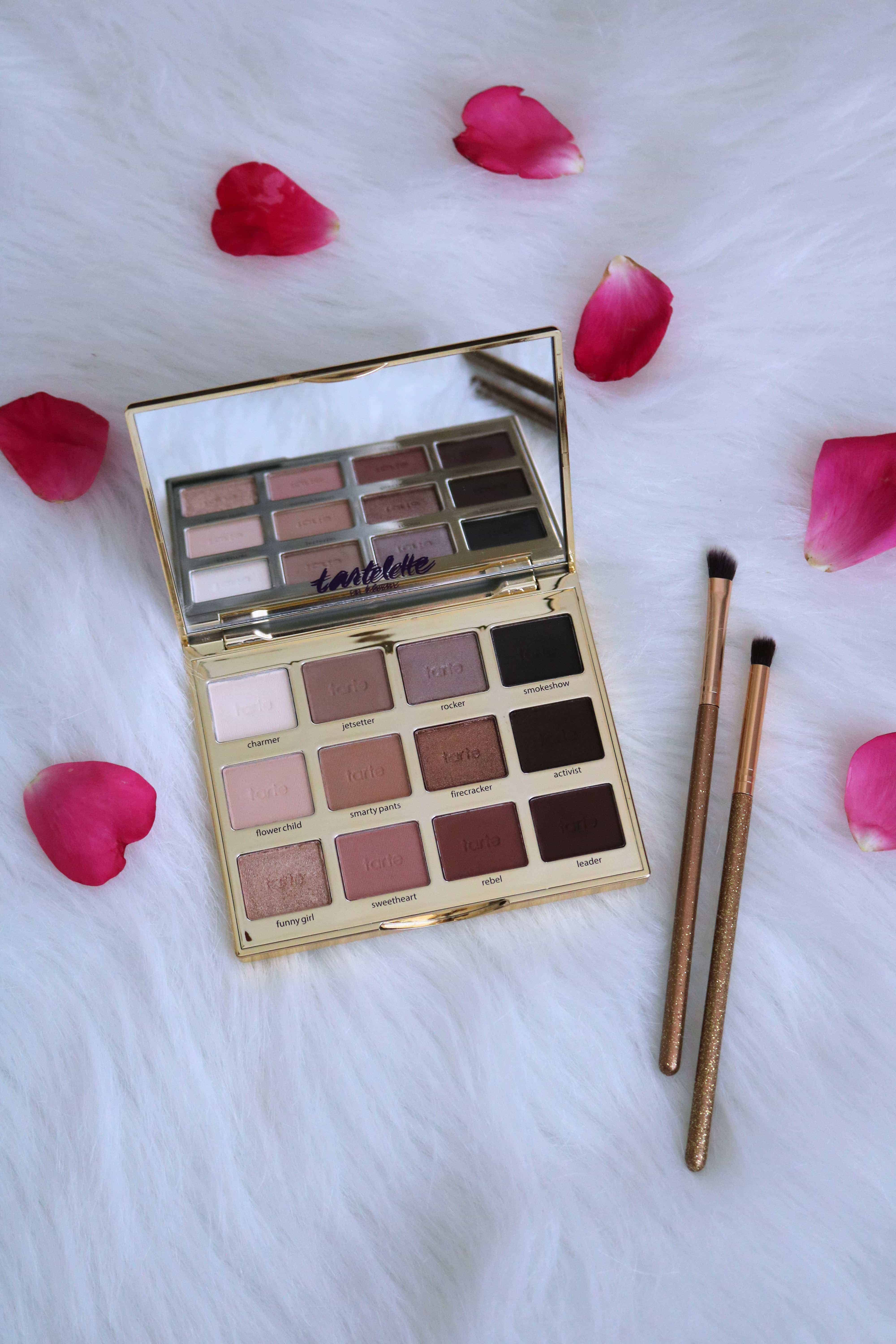 The Tarte Tartelette In Bloom Palette is seriously the only eyeshadow palette you'll need in your makeup collection! Check out my full review, swatches of all 12 shades, and a simple + pretty eye makeup look I created! #tarte #eyeshadowpalette #makeupreview