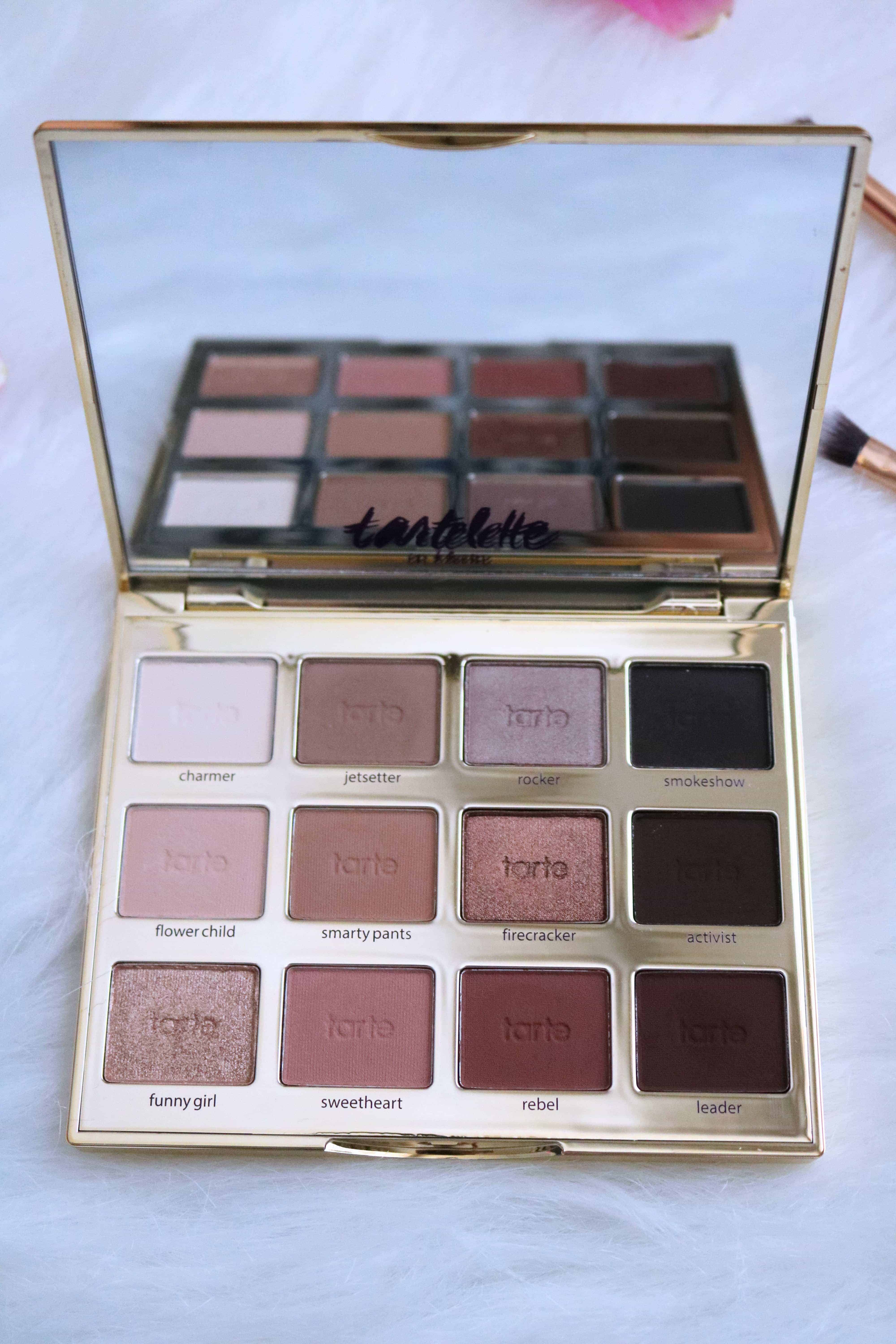 The Tarte Tartelette In Bloom Palette is seriously the only eyeshadow palette you'll need in your makeup collection! Check out my full review, swatches of all 12 shades, and a simple + pretty eye makeup look I created! #tarte #eyeshadowpalette #makeupreview