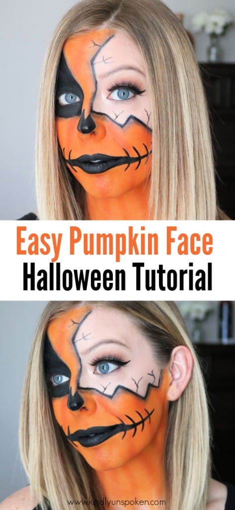 Easy Cracked Pumpkin Makeup Halloween Tutorial - Kindly Unspoken