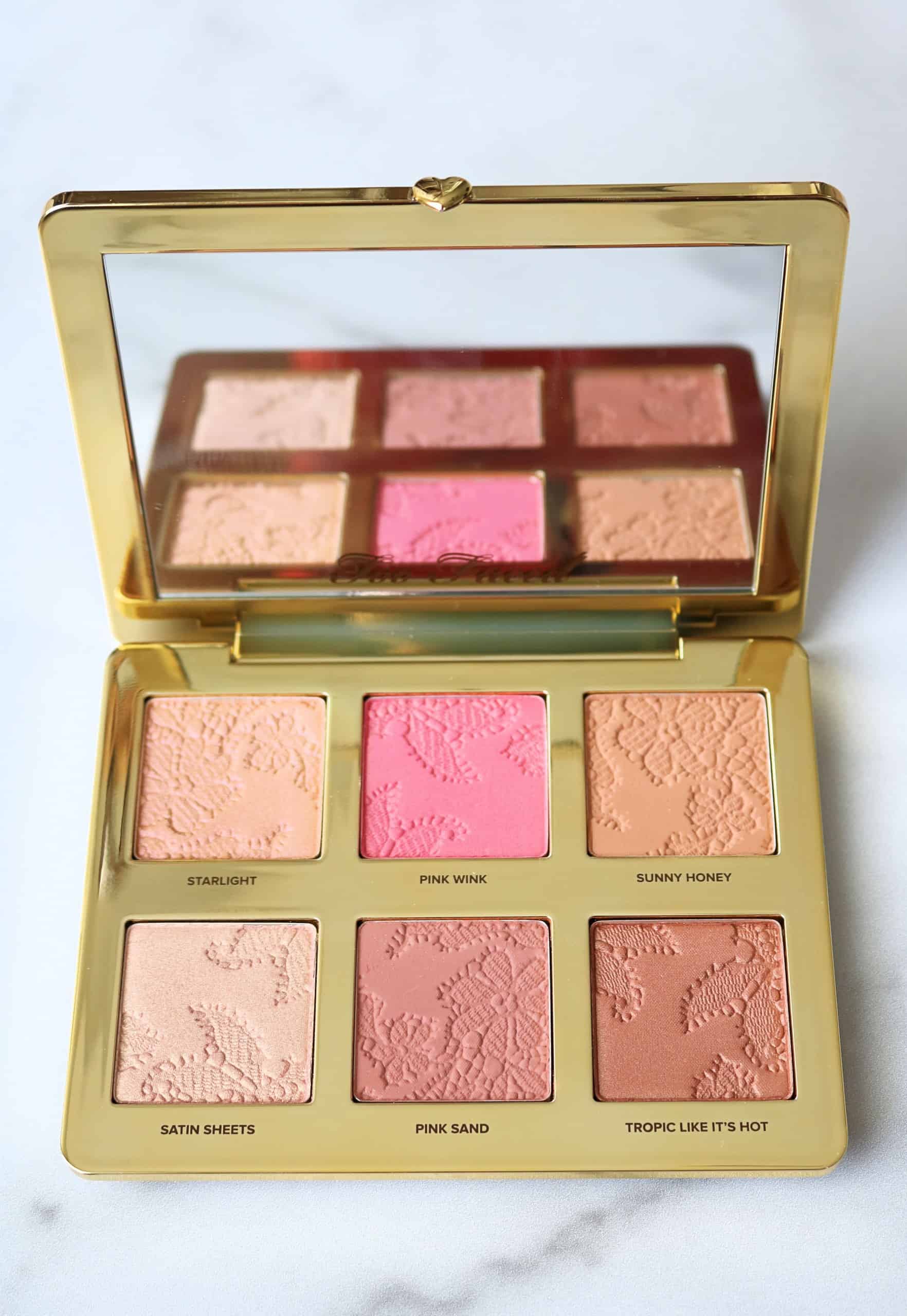 Sharing a Too Faced Natural Face Palette Review with swatches of all 6 shades. This gorgeous natural face palette includes 2 blushes, 2 highlighters, and 2 bronzers in one beautiful, travel-friendly package, perfect for summer! #toofaced #makeupreview #facepalette #summermakeup