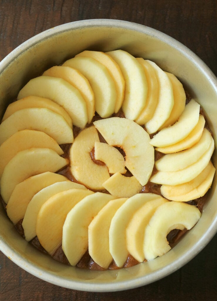 Try this Easy Caramel Apple Upside Down Cake this Fall baking season for a beautiful and delicious cake everyone will love! It features a homemade vanilla cake topped with a delicious caramel sauce, fresh sliced apples, and baked upside down to perfection.